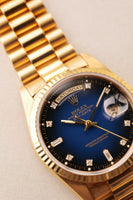 1989 Rolex 18238 Yellow Gold Blue Sun Burst Dial - With Papers