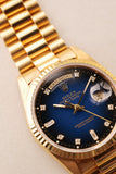 1989 Rolex 18238 Yellow Gold Blue Sun Burst Dial - With Papers