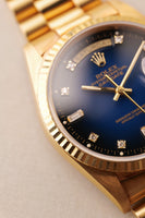 1989 Rolex 18238 Yellow Gold Blue Sun Burst Dial - With Papers