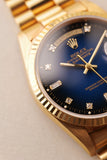 1989 Rolex 18238 Yellow Gold Blue Sun Burst Dial - With Papers
