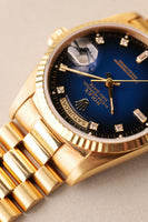 1989 Rolex 18238 Yellow Gold Blue Sun Burst Dial - With Papers