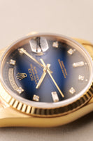 1989 Rolex 18238 Yellow Gold Blue Sun Burst Dial - With Papers