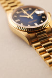 1989 Rolex 18238 Yellow Gold Blue Sun Burst Dial - With Papers