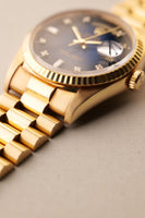 1989 Rolex 18238 Yellow Gold Blue Sun Burst Dial - With Papers