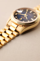 1989 Rolex 18238 Yellow Gold Blue Sun Burst Dial - With Papers