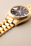 1989 Rolex 18238 Yellow Gold Blue Sun Burst Dial - With Papers