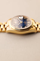 1989 Rolex 18238 Yellow Gold Blue Sun Burst Dial - With Papers