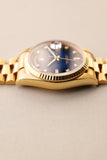 1989 Rolex 18238 Yellow Gold Blue Sun Burst Dial - With Papers