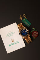 1989 Rolex 18238 Yellow Gold Blue Sun Burst Dial - With Papers