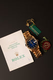 1989 Rolex 18238 Yellow Gold Blue Sun Burst Dial - With Papers