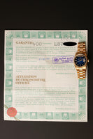 1989 Rolex 18238 Yellow Gold Blue Sun Burst Dial - With Papers