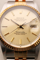1987 Rolex 16013 Two-Tone Tiffany & Co Dial Date-Just