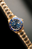 1991 Rolex Blue Pastel 16618 Yellow Gold Submariner - box and manuals