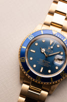 1991 Rolex Blue Pastel 16618 Yellow Gold Submariner - box and manuals
