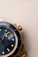 1991 Rolex Blue Pastel 16618 Yellow Gold Submariner - box and manuals