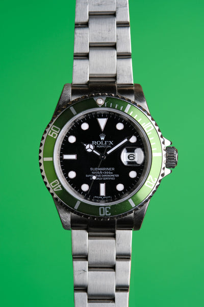 2008 Rolex 16610LV Kermit Faded Green Anniversary Submariner - Box and Card