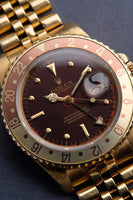 1980 Rolex 16758 gold rootbeer GMT w/ Box.