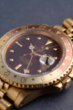 1980 Rolex 16758 gold rootbeer GMT w/ Box.