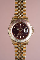 1980 Rolex 16758 gold rootbeer GMT w/ Box.