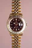 1980 Rolex 16758 gold rootbeer GMT w/ Box.